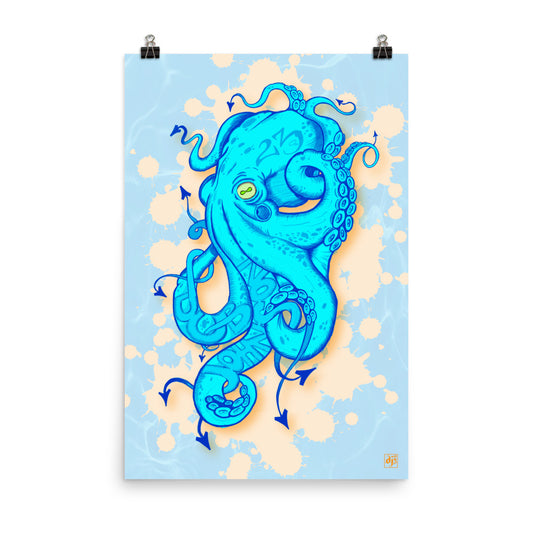 Octo-Blue Poster